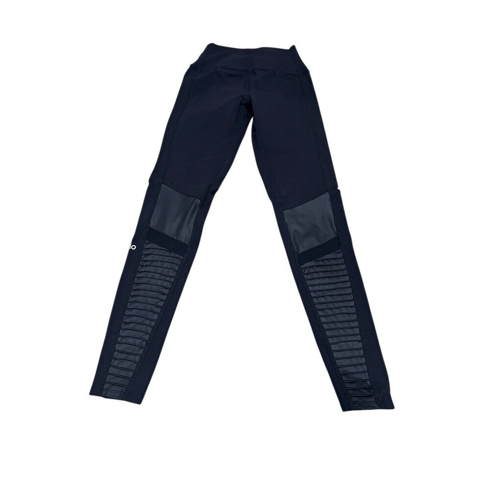 Alo Yoga Moto Leggings Womens Size S Black Airbrush 7/8 High-Waist Moto - Picture 4 of 8